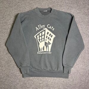 Vintage Alley Cats Sarasota FL Sweatshirt Mens L Black Graphic Crewneck